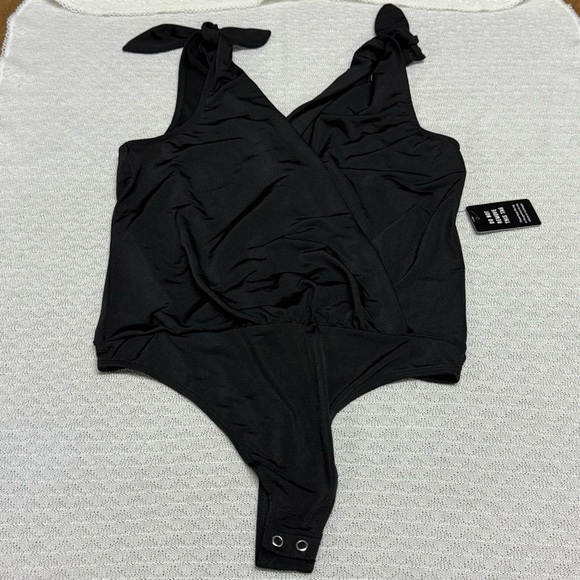 Express Black Bodysuit with Bow Shoulder Details - Picture 3 of 4